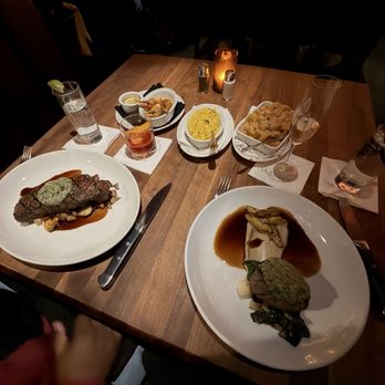 THE RANCH Restaurant - Filet and net York stop with bone marrow and sides - New American Near Me - Anaheim, California THE RANCH Restaurant - Filet and net York stop with bone marrow and sides - New American Near Me - Anaheim, California