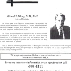 Michael F Felong, MD, PhD - Dr. Felong's Bio.