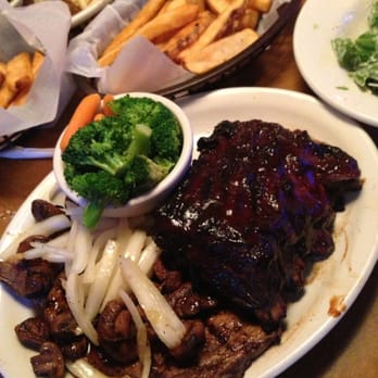 Texas Roadhouse - TEXAS COMBO: RIBEYE & RIBS W/ STEAMED VEGGIES & STEAK FRIES (2 SIDES) - Barbeque Near Me - Tracy, California Texas Roadhouse - TEXAS COMBO: RIBEYE & RIBS W/ STEAMED VEGGIES & STEAK FRIES (2 SIDES) - Barbeque Near Me - Tracy, California