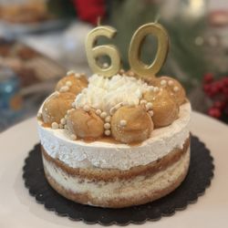 Whisk Cake Creations - Bavarian Creme with Salted Caramel Profiteroles!!!!
