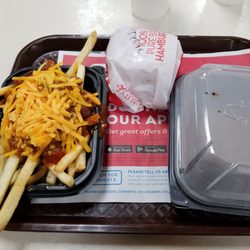 Wendy's - Chili cheese fwies. Jr cheeseburger deluxe.