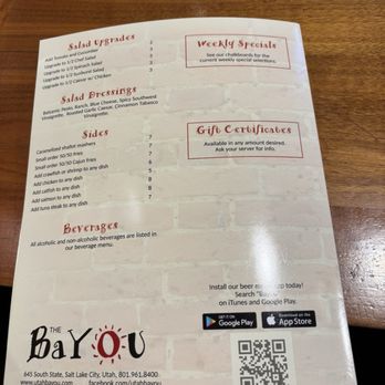 The Bayou - Menu - Cajun/Creole Near Me - Salt Lake City, Utah The Bayou - Menu - Cajun/Creole Near Me - Salt Lake City, Utah