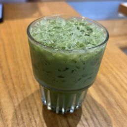 Matcha with honey. Matcha with honey.