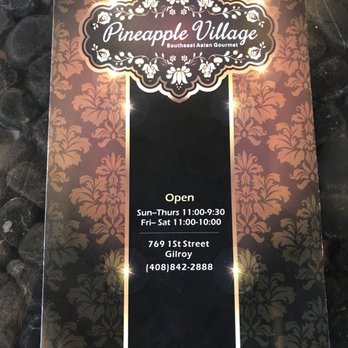 Pineapple Village - Front menu as of 03/31/2018. - Asian Fusion Near Me - Gilroy, California Pineapple Village - Front menu as of 03/31/2018. - Asian Fusion Near Me - Gilroy, California