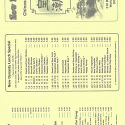 New Dynasty - Menu