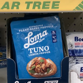 Dollar Tree - Vegan tuno on store shelf - Discount Store Near Me - Beaumont, California