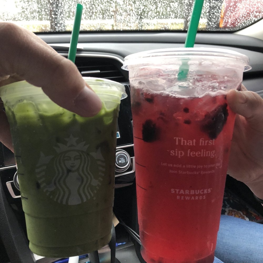 Starbucks - Pineapple Match (left) Berry Berry Refresher (right) - Coffee & Tea Near Me - Summerville, South Carolina Starbucks - Pineapple Match (left) Berry Berry Refresher (right) - Coffee & Tea Near Me - Summerville, South Carolina