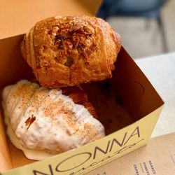 Nonna Mercato - Strawberry & cream (bottom left) Bacon Onion (top right)