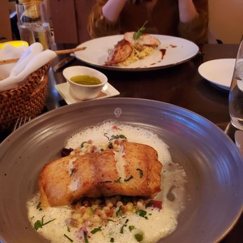 Bistro du Midi - Hake, english peas, fregola sarda, blood orange, parmesan emulsion - French Near Me - Boston, Massachusetts Bistro du Midi - Hake, english peas, fregola sarda, blood orange, parmesan emulsion - French Near Me - Boston, Massachusetts