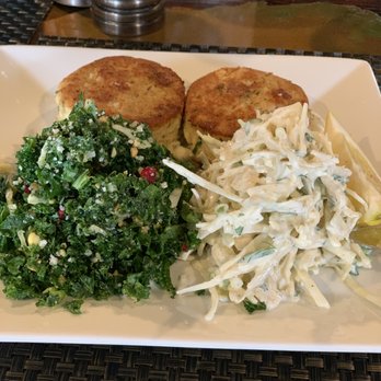 South Ocean Grill - Crab cakes with kale salad and coleslaw - Burgers Near Me - Patchogue, New York South Ocean Grill - Crab cakes with kale salad and coleslaw - Burgers Near Me - Patchogue, New York