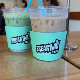 Seasonal Iced Strawberry Matcha and Iced California Dream Latte