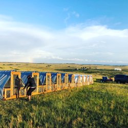 Rocky Mountain Pastures - Rotating our floorless chicken tractors to fresh pasture. We move our birds twice a day!