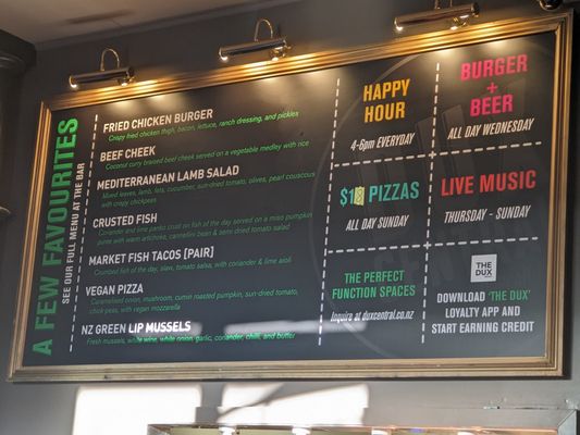 Menu photo 1 Dux Central Christchurch, CAN