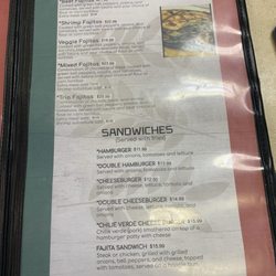 La Cabana Restaurant - Menu as of 10/2026