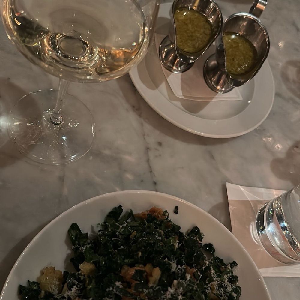 kale caesar with a glass of Alan Scott Sauvignon Blanc kale caesar with a glass of Alan Scott Sauvignon Blanc