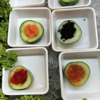 Sea & Sky Feast Buffet - Fish roe on cucumber - Buffets Near Me - Flushing, New York Sea & Sky Feast Buffet - Fish roe on cucumber - Buffets Near Me - Flushing, New York