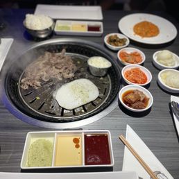 Honey Soy Beef belly, Calamari Steak, Cheesy corn on grill Honey Soy Beef belly, Calamari Steak, Cheesy corn on grill