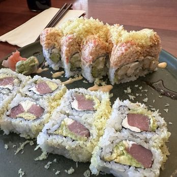 Sushi Katana - Front- Crunchy Tuna Roll, back- Angel roll - Sushi Bars Near Me - Orlando, Florida Sushi Katana - Front- Crunchy Tuna Roll, back- Angel roll - Sushi Bars Near Me - Orlando, Florida