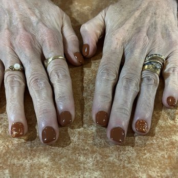 Tip and Toe Nail Spa - Fall colors and a little glitter  on my ring fingers - Nail Salons Near Me - Canyon Lake, Texas