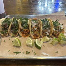 Carnitas, Pollo and El Pastor tacos