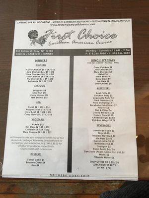 Menu photo 4 First Choice Caribbean Troy, NY