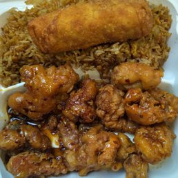 General Tso's chicken and egg roll General Tso's chicken and egg roll
