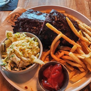 Batch New Southern Kitchen - Ribs with a kicked-up slightly spicy coleslaw and fresh hot very crispy fries. - New American Near Me - Delray Beach, Florida