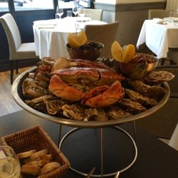 Les Embruns - Seafood platter for 2, with 2 crabs, 12 oysters, sea snails, grey shrimps and clams - no langoustine because of the weather.