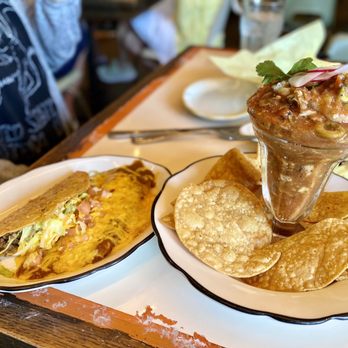Superica - Cheese enchilada with beef taco and campechana. - Tex-Mex Near Me - Houston, Texas Superica - Cheese enchilada with beef taco and campechana. - Tex-Mex Near Me - Houston, Texas