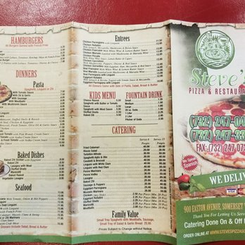 Steves Pizza And Restau - Menu - Pizza Near Me - Franklin Twp, New Jersey