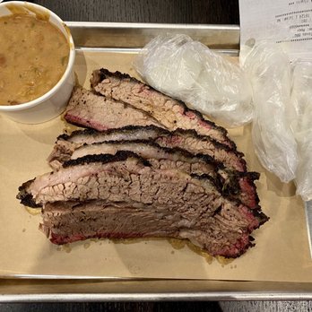 True Texas BBQ - Fatty brisket and brisket beans - Barbeque Near Me - Georgetown, Texas