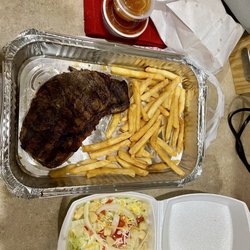 El Herradero - Chips and salsa, steak and fries, "salad"
