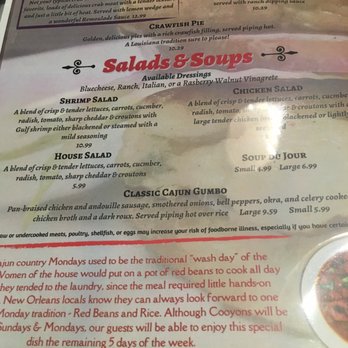 Cooyon's Restaurant - Menu - Cajun/Creole Near Me - Mountain Home, Arkansas Cooyon's Restaurant - Menu - Cajun/Creole Near Me - Mountain Home, Arkansas