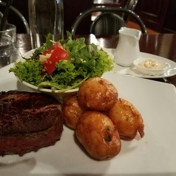 Tony's Steak and Seafood - Filet mignon w/ salad and deep fried potatoes. We asked for au jus & horseradish - Seafood Near Me - Auckland, AUK