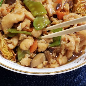 Hong Kong Star Restaurant - Chicken pan fried noodles with crisp noodles beneath the delicious sauce. - Chinese Near Me - Olathe, Kansas