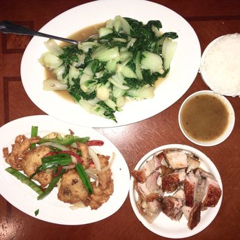 Sun Wah Bar-B-Que - Baby Bokchoy Soft Shell Crab and Roast Pork - Barbeque Near Me - Chicago, Illinois Sun Wah Bar-B-Que - Baby Bokchoy Soft Shell Crab and Roast Pork - Barbeque Near Me - Chicago, Illinois