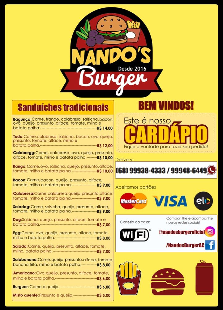NANDO’S BURGER - R. Isaura Parente, 2801, Rio Branco - AC, Brazil ...