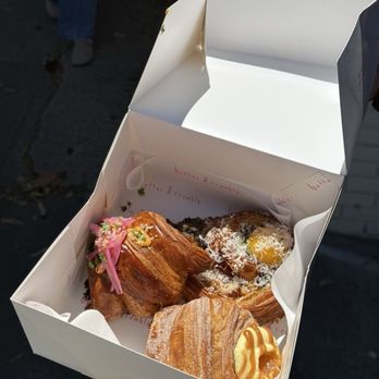 Butter & Crumble - july menu: skirt steak croissant, madame lorraine, peach & sweet corn cruffin - Bakeries Near Me - San Francisco, California