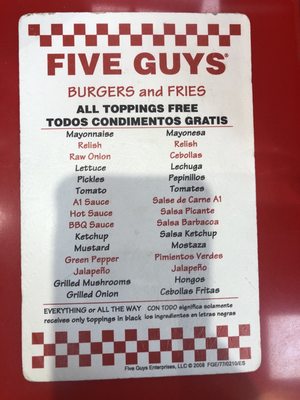 Menu photo 6 Five Guys Queens, NY Menu photo 6 Five Guys Queens, NY