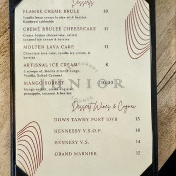 Junior Restaurant  - 05.23.25 Dessert menu - Lounges Near Me - Roseville, California