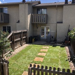 After weeds/rock/stumps were removed and rock trim, pavers, and sod were added...total transformation in a day and a half! After weeds/rock/stumps were removed and rock trim, pavers, and sod were added...total transformation in a day and a half!