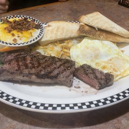 10 oz New York Steak & Eggs* (750 cals.) 10 oz New York Steak & Eggs* (750 cals.)