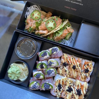 Toro Toro - Salmon Poke Tacos, Aburi Syake & Ebi oshi, tataki maki - Japanese Near Me - Concord, Ontario Toro Toro - Salmon Poke Tacos, Aburi Syake & Ebi oshi, tataki maki - Japanese Near Me - Concord, Ontario