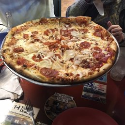 L, extra sauce, pepperoni, bacon & onion!!