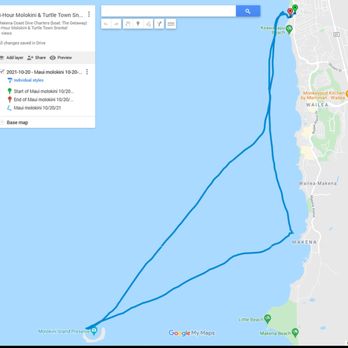 Makena Coast Charters - Here's the route of the 3.5 hour tour. - Boat Charters Near Me - Kihei, Hawaii