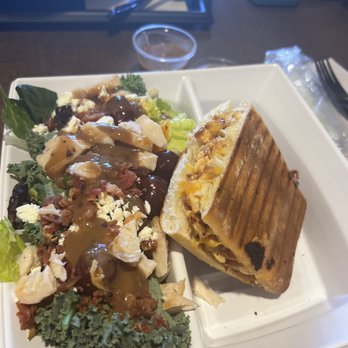 Saladworks - 1/2 Turkey, Cheddar, Bacon Panini Melt and 1/2 Farmer's Market Salad - Salad Near Me - Huntersville, North Carolina Saladworks - 1/2 Turkey, Cheddar, Bacon Panini Melt and 1/2 Farmer's Market Salad - Salad Near Me - Huntersville, North Carolina