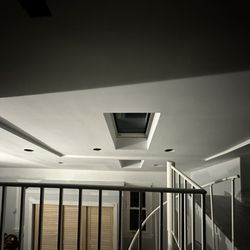 Ceiling repair after a water damage insurance claim. Brand new framing, insulation, and drywall!