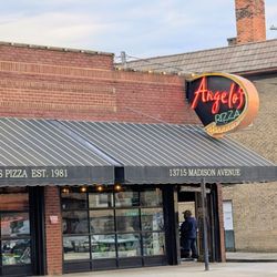 Angelo's Pizza - Outside. Parking is on the street