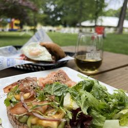 Bluemont Station Brewery - Avocado toast with smoked salmon, and smash burger (brunch items)