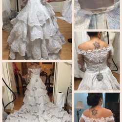 Couture Bridal - Wedding Alterations By Jablonska - The 3 photos on the right was the before, the 2 on the left is after Marta worked her magic!  I was so happy!